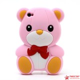 Силиконовый Чехол Teddy Bear 3D Для Iphone 4/4s (розовый)
